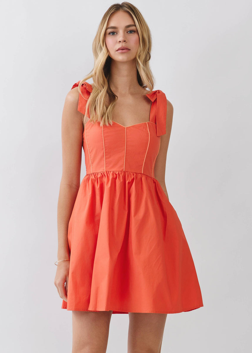 Weekend Favorite Tie Shoulder Fit and Flare Mini Dress
