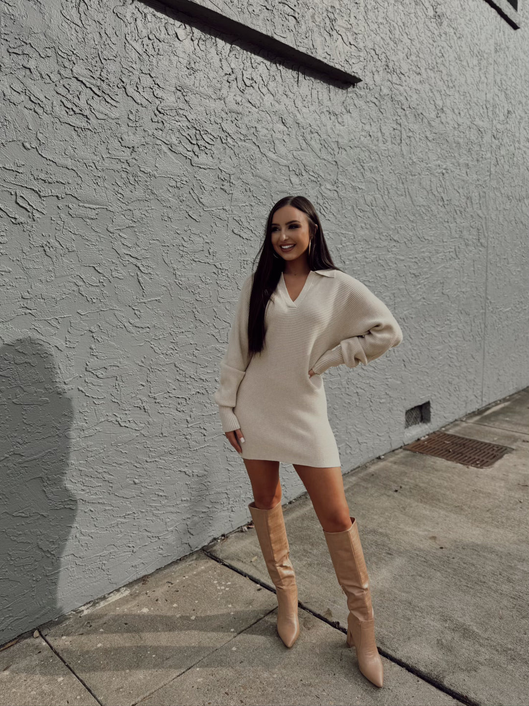 Choose You Textured Sweater Dress