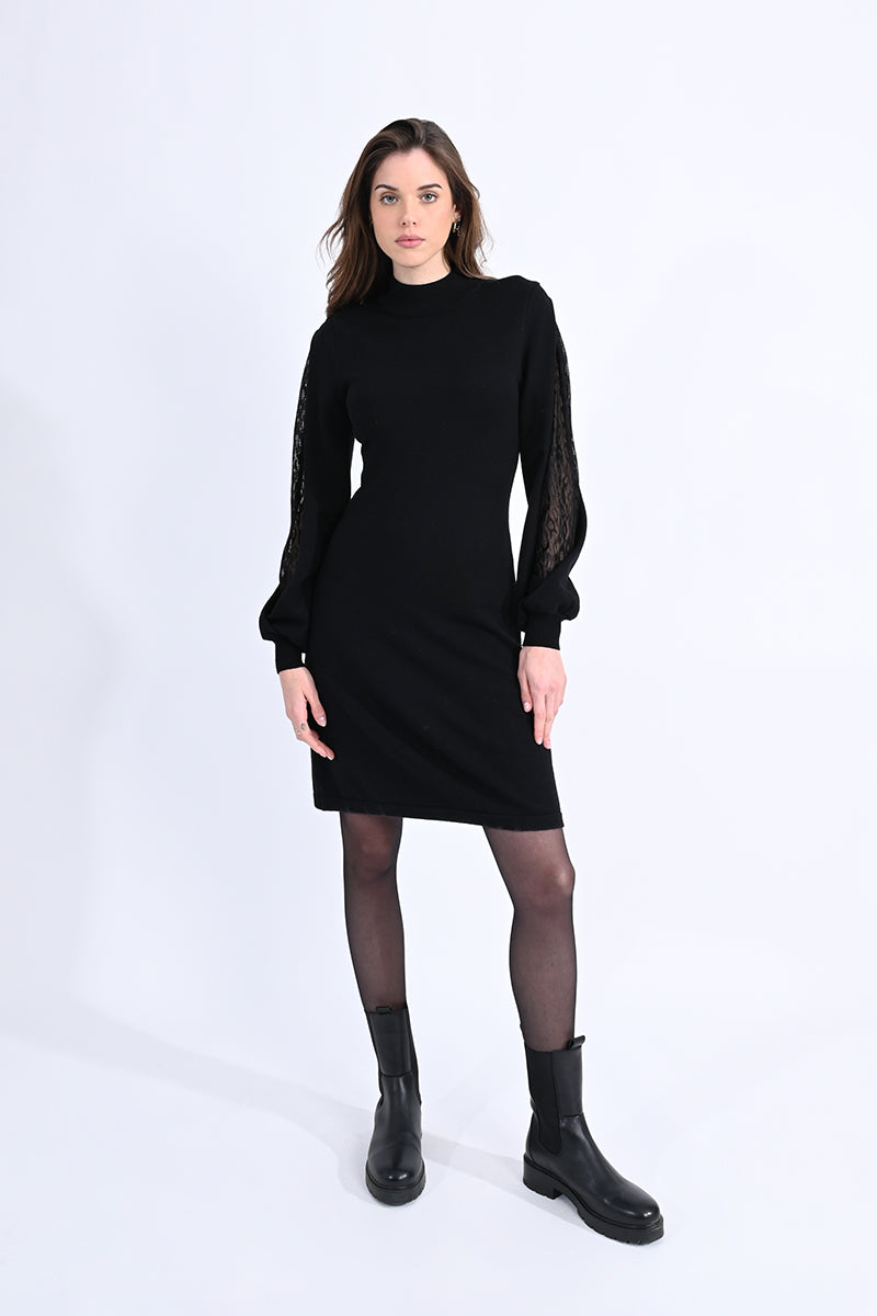 Black Mesh Sleeve Detail Dress by Molly Bracken – Red's Boutique Online