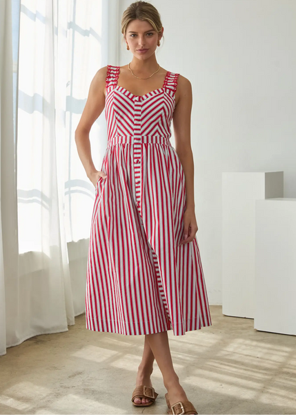 red and white striped midi dress Red and White Stripe Midi Dress