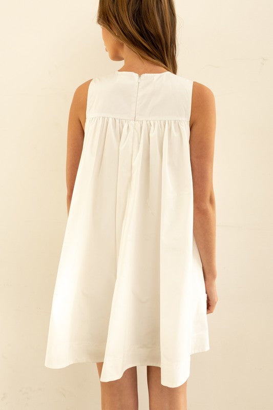 Key Element Sleeveless Flowy Mini Dress - Off White Large Key Element Sleeveless Flowy Mini Dress - Off White Large