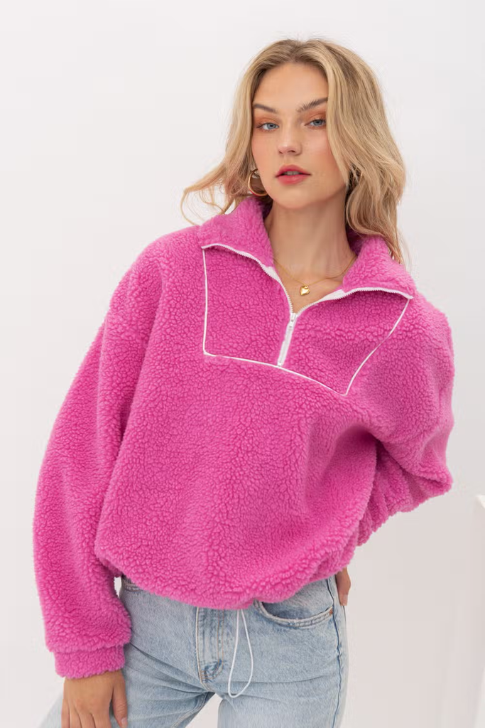 Sherpa sweater pink sales