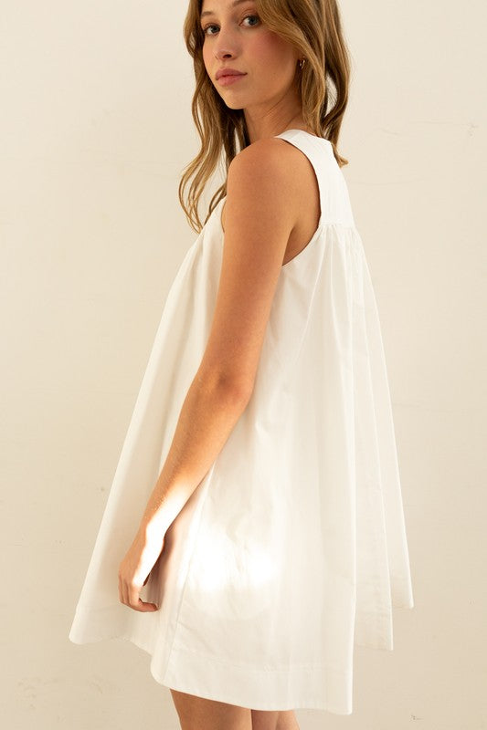 Key Element Sleeveless Flowy Mini Dress - Off White Large Key Element Sleeveless Flowy Mini Dress - Off White Large