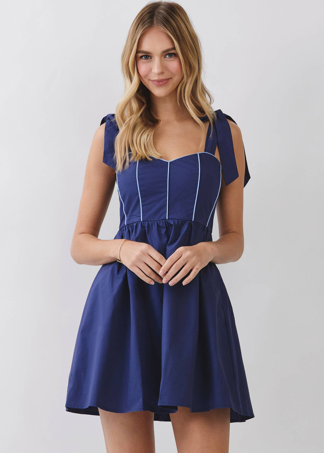navy blue fit and flare dress Fun Mini - Mini dresses Buttery soft jersey lends a comfortable feel and fit to this flared Navy Strapless Fit and Flare